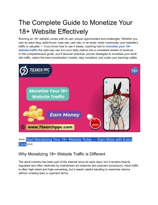 The Complete Guide to Monetize Your 18  Website Effectively