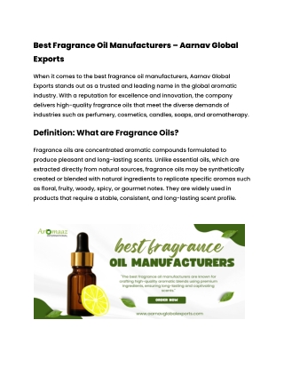 Best Fragrance Oil Manufacturers – Aarnav Global Exports