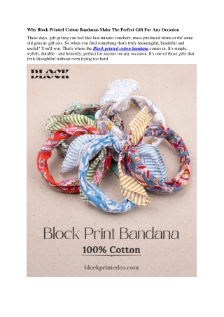 Block Printed Cotton Bandanas