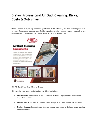 DIY vs. Professional Air Duct Cleaning: Risks, Costs & Outcomes