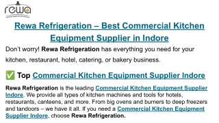 Rewa Refrigeration – Best Commercial Kitchen Equipment Supplier in Indore