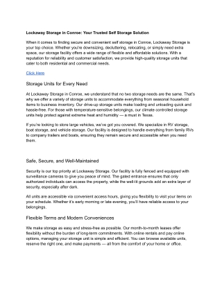 Lockaway Storage in Conroe: Your Trusted Self Storage Solution