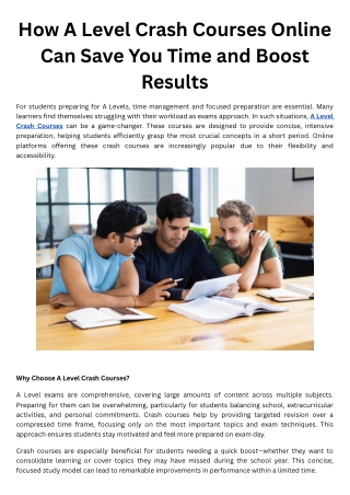 How A Level Crash Courses Online Can Save You Time and Boost Results