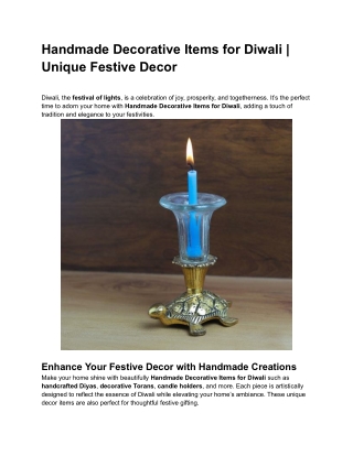 Handmade Decorative Items for Diwali | Unique Festive Decor