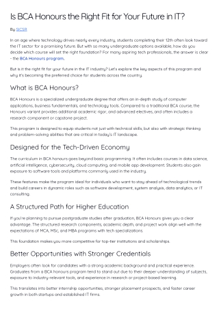 Is BCA Honours the Right Fit for Your Future in IT