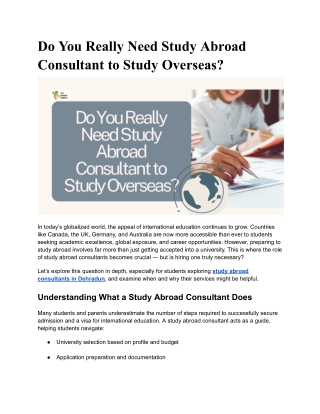 Do You Really Need Study Abroad Consultant to Study Overseas