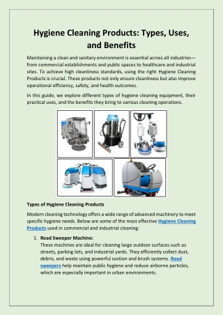 Hygiene Cleaning Products - Types, Uses, and Benefits