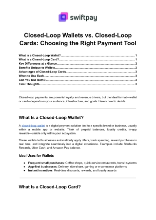 Closed-Loop Wallets vs Closed-Loop Cards - Choosing the Right Payment Tool