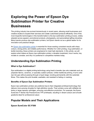 Epson Dye Sublimation Printer