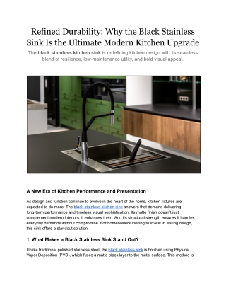 Why the Black Stainless Sink Is the Ultimate Modern Kitchen Upgrade