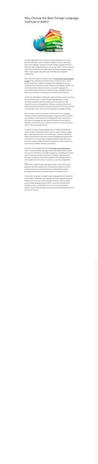 Why Choose the Best Foreign Language Institute in Delhi?