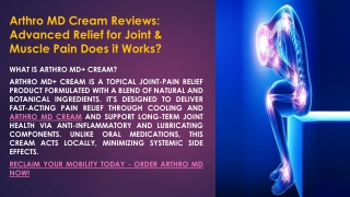 Arthro MD Cream Reviews: Advanced Relief for Joint & Muscle Pain Does it Works?