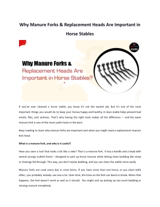 Why Manure Forks & Replacement Heads Are Important in Horse Stables
