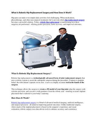 What Is Robotic Hip Replacement Surgery and How Does It Work