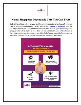 Nanny Singapore - Dependable Care You Can Trust