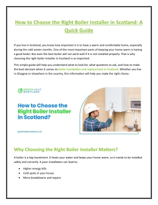 How to Choose the Right Boiler Installer in Scotland