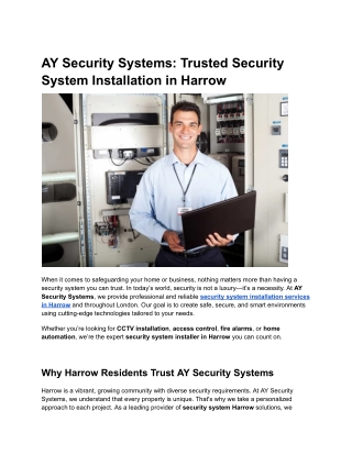 AY Security Systems_ Trusted Security System Installation in Harrow
