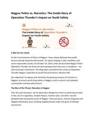 Nagpur Police vs. Narcotics The Inside Story of Operation Thunder’s Impact on Youth Safety