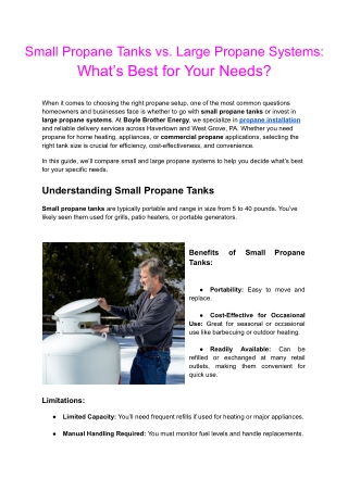 Small Propane Tanks vs. Large Propane Systems