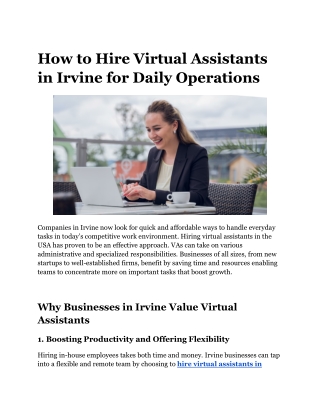 How to Hire Virtual Assistants in Irvine for Daily Operations