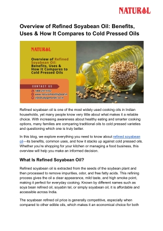 Overview of Refined Soyabean Oil_ Benefits, Uses & How It Compares to Cold Pressed Oils