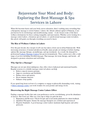 Rejuvenate Your Mind and Body