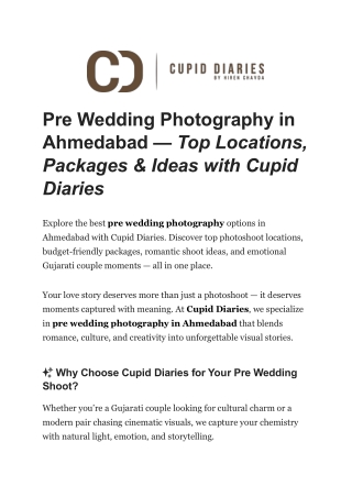 Pre Wedding Photography in Ahmedabad — Top Locations, Packages & Ideas with Cupid Diaries