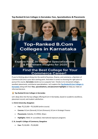 Top Ranked BCom Colleges in Karnataka