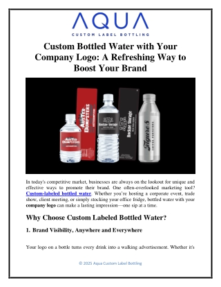 Custom Bottled Water with Your Company Logo - A Refreshing Way to Boost Your Brand