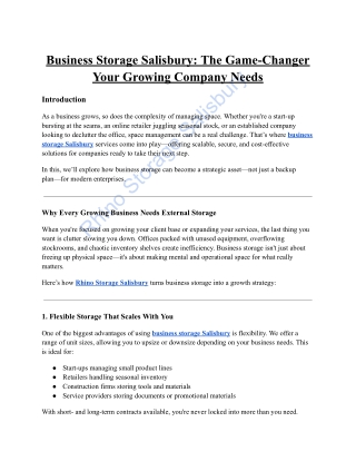 Business Storage Salisbury: The Game-Changer Your Growing Company Needs