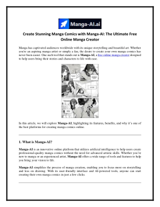 free online manga creator
