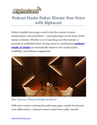 Podcast Studio Dubai: Elevate Your Voice with Alphacast