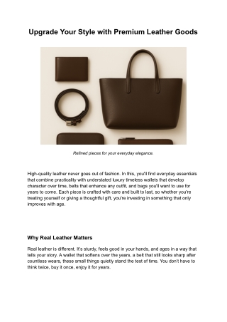 Upgrade Your Style with Premium Leather Goods