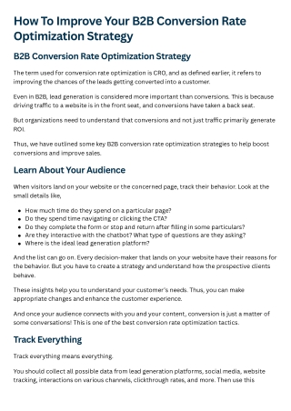 Improve Your B2B Conversion Rate