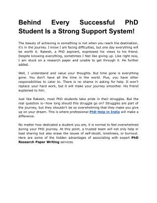 Behind Every Successful PhD Student Is a Strong Support System!