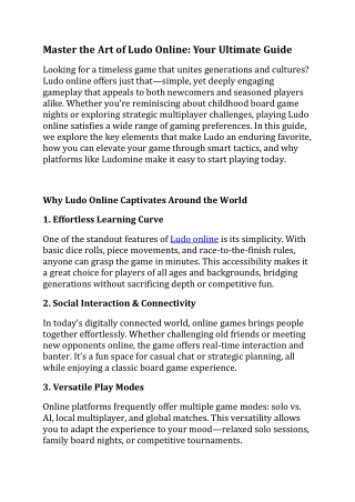 Master the Art of Ludo Online Your Ultimate Guide