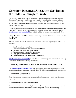 Germany Document Attestation Services in the UAE