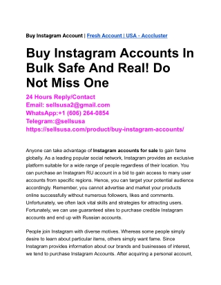 Buy Instagram Account _ Fresh Account _ USA - Acccluster