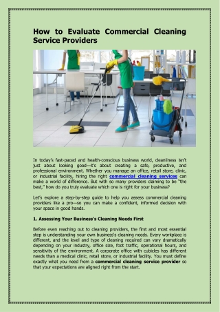 How to Evaluate Commercial Cleaning Service Providers