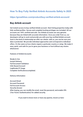 How To Buy Fully Verified Airbnb Accounts Safely In 2025