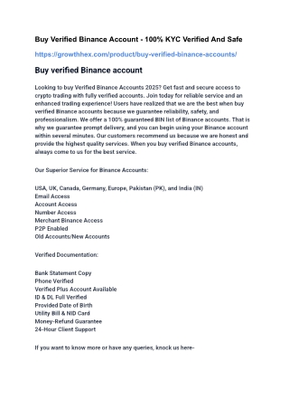 Instructions for depositing/withdrawing money on Binance 100% KYC Verified