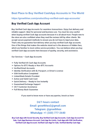 Top 2 Best Sites To Buy Verified Cash App Accounts In 2025'''''' GROWTHHEX.COM