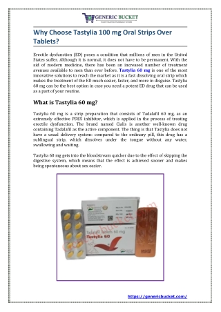 Why Choose Tastylia 100 mg Oral Strips Over Tablet