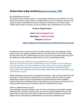 30 Best Sites to Buy Verified Binance Accounts _ PDF