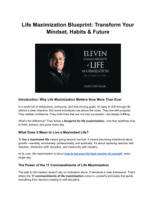 Life Maximization Blueprint: Transform Your Mindset, Habits & Future