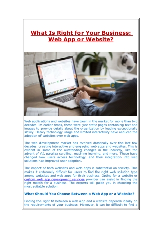 What Is Right for Your Business Web App or Website