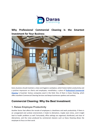 Why Professional Commercial Cleaning Is the Smartest Investment for Your Business