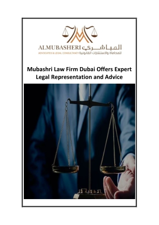 Mubashri Law Firm Dubai Offers Expert Legal Representation and Advice