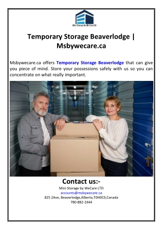Temporary Storage Beaverlodge | Msbywecare.ca