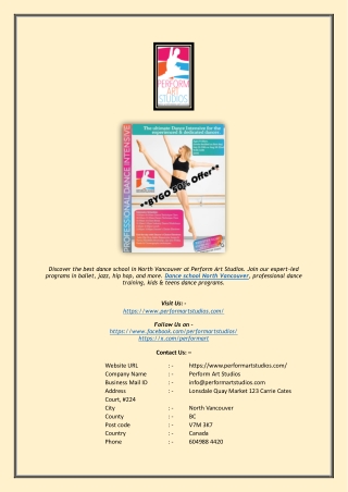 Top Dance School in North Vancouver | Perform Art Studios